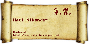 Hati Nikander névjegykártya